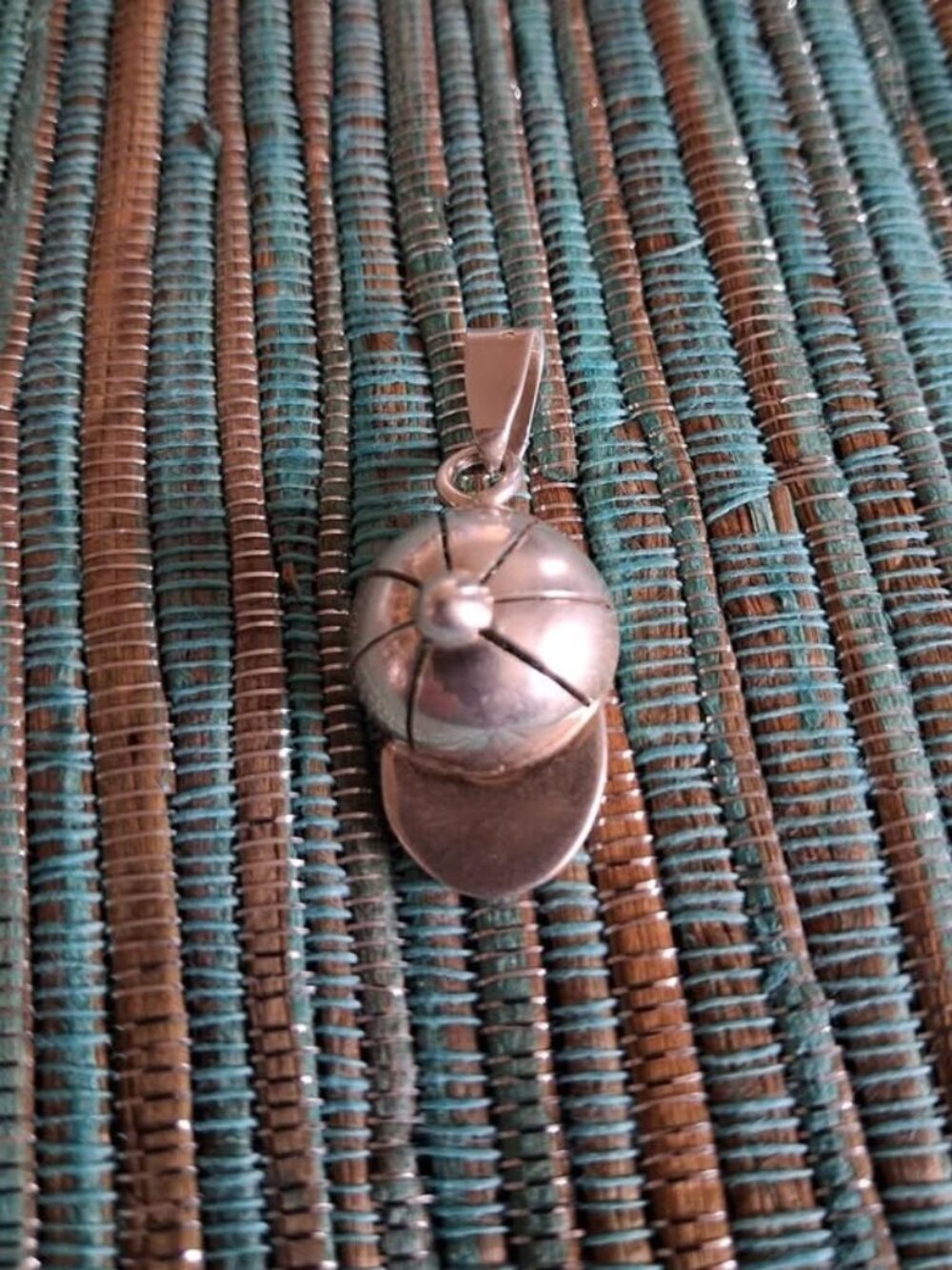 Vintage 3D .925 Sterling Silver Baseball Cap Pendant Charm